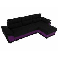 Угловой диван Нэстор (микровельвет чёрный фиолетовый) - Изображение 5